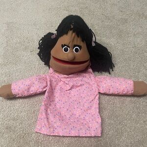 Hand Puppet African American Girl (mouth is cut for playfood to be inserted)